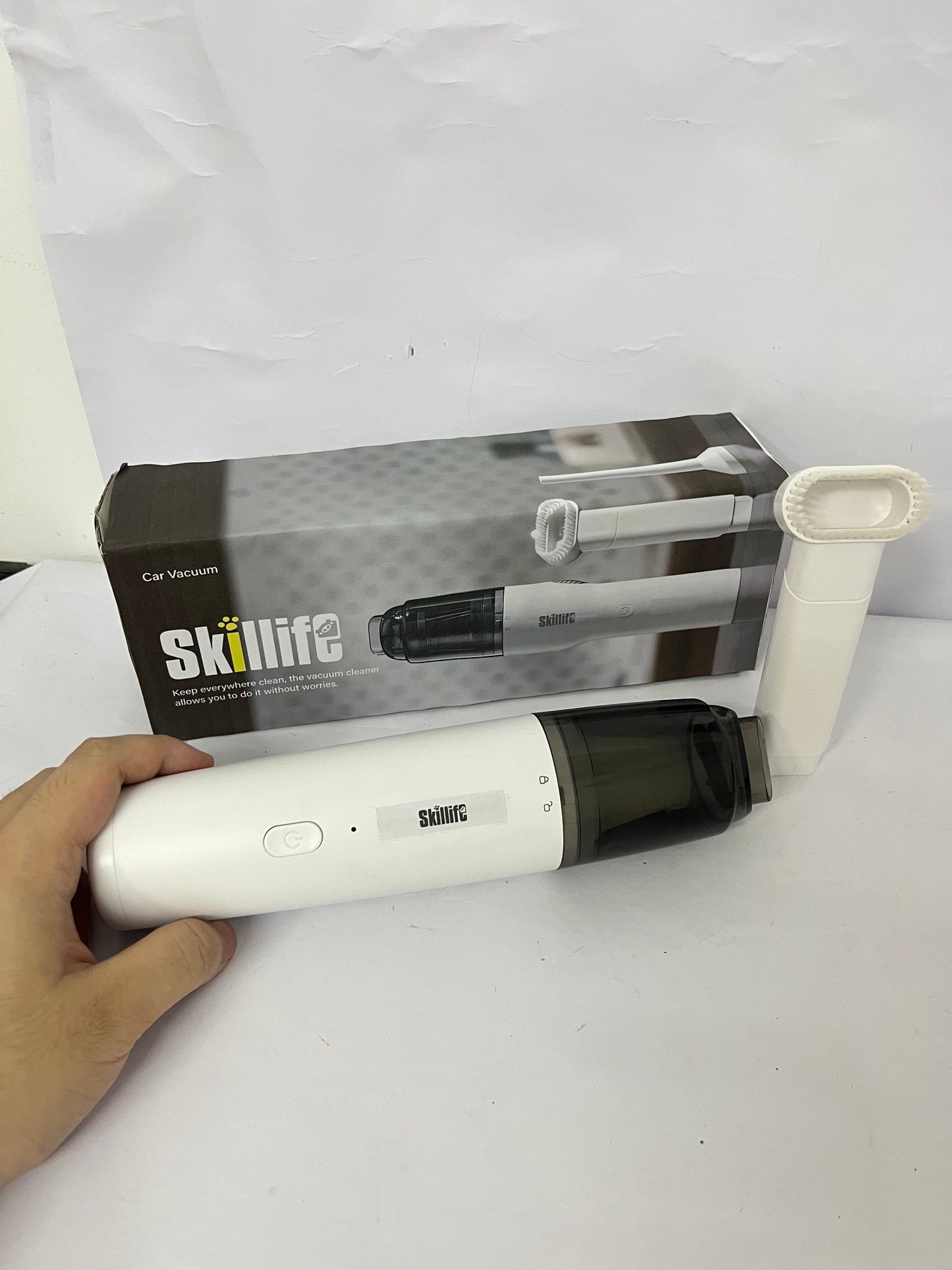 Skillife Portable Car Vacuum Cleaner, Wireless Mini Handheld Vacuum with Strong Suction, Perfect for Car Interior, Home Crevices, Pet Hair & Dust Cleaning