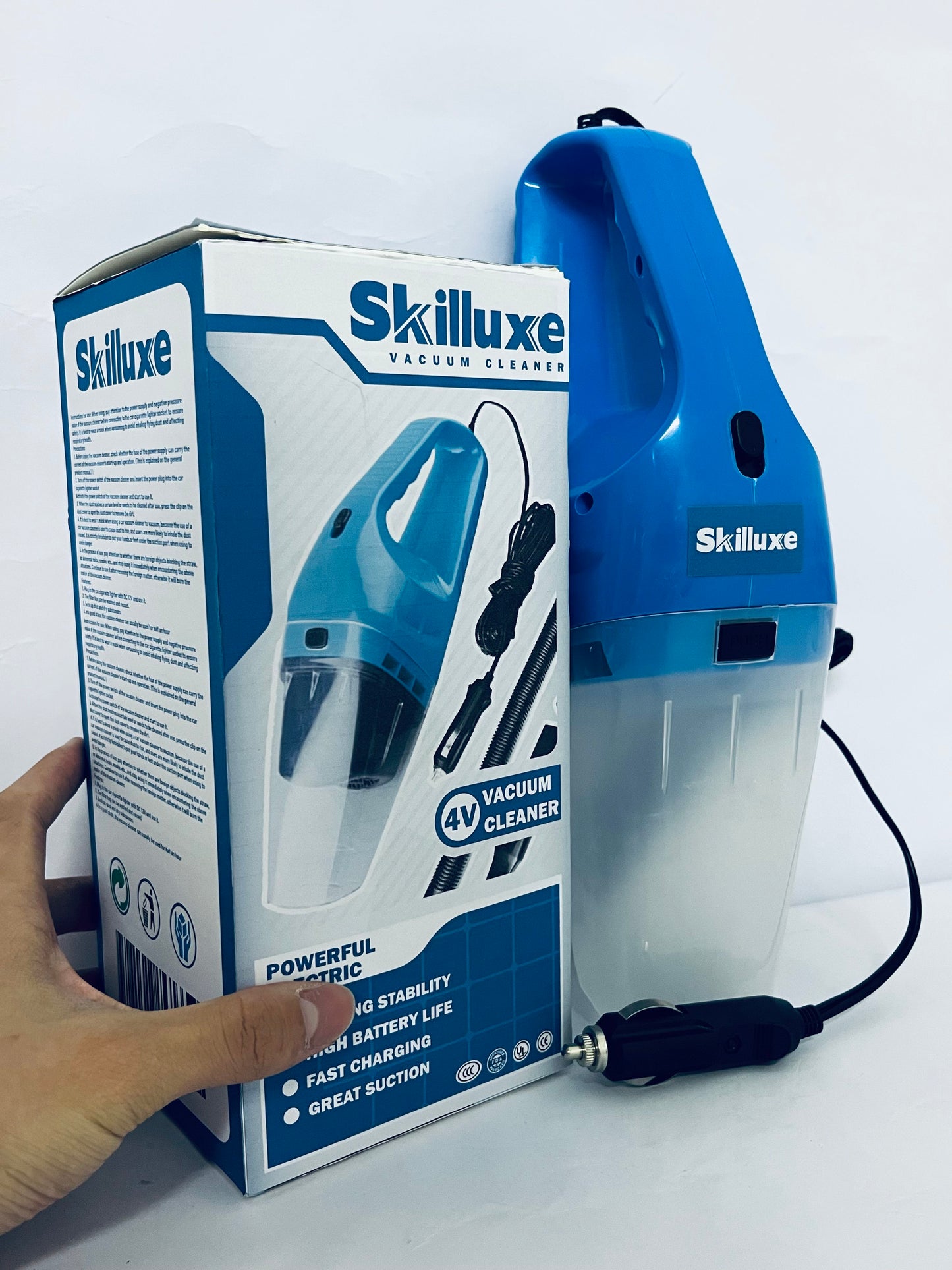 Skilluxe Electric vacuum cleaners Pet Hair Eraser Cordless Hand Vacuum, Lithium Ion, Home, Auto, and Pet Vacuum, Easy-Empty Dirt Bin, Upholstery Tool, Brush Tool, and Crevice Tool Included