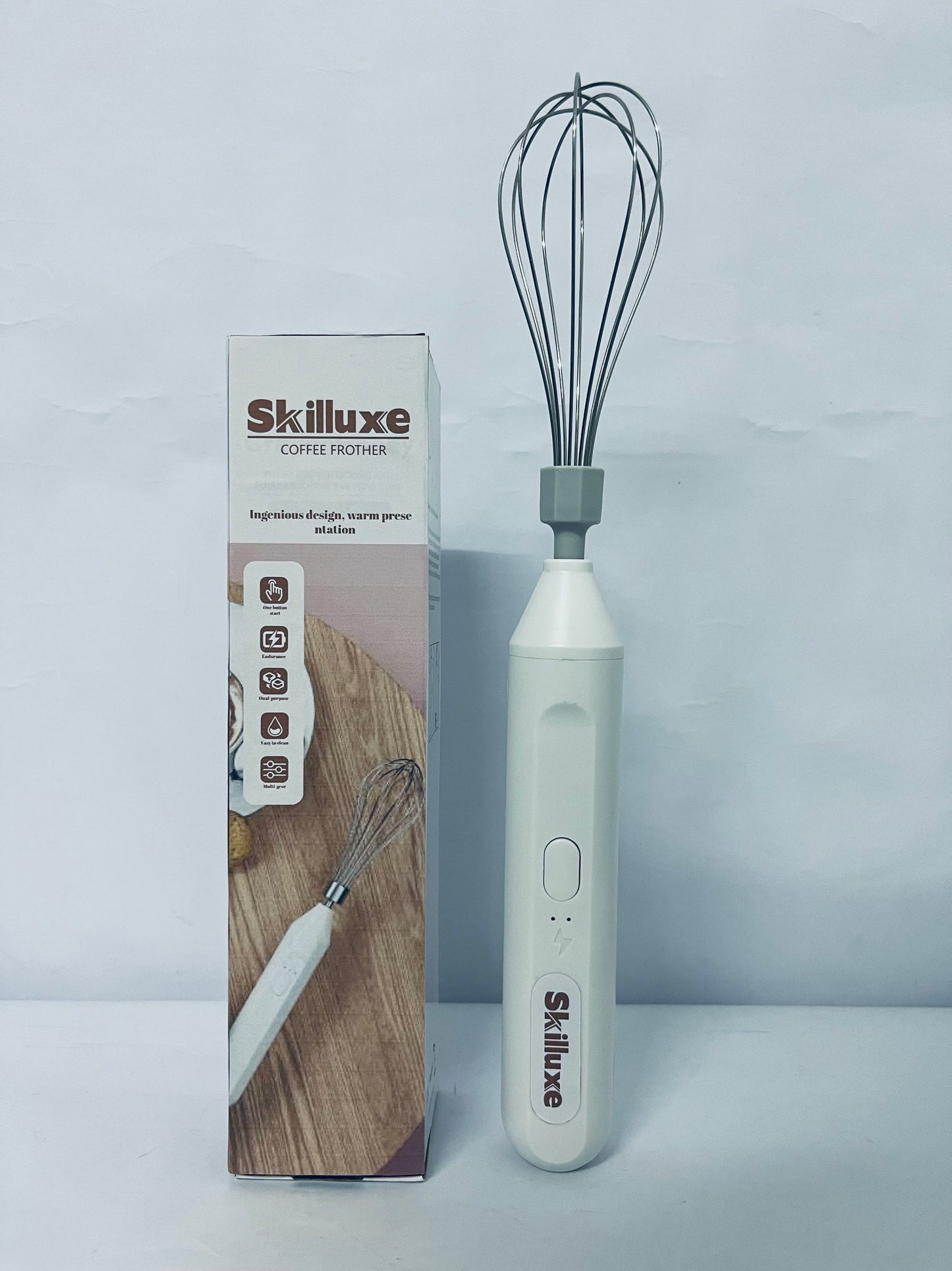 Skilluxe Electric milk frothers Cordless Hand Mixer with Whisk and Forther Wand,Electric Whisk, Milk Frother,Coffee Frother, Whisks for Cooking,Handheld Frother