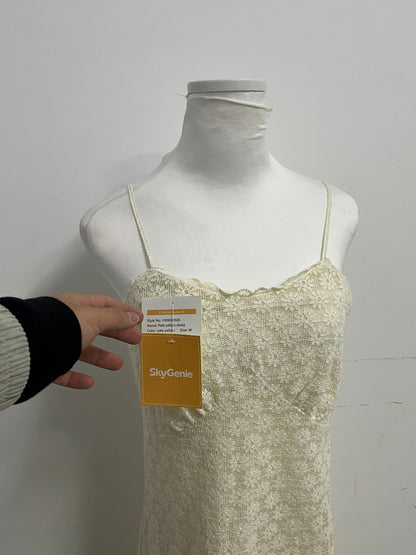 【SkyGenie Cream Lace Spaghetti Strap Dress】—— Elegant & Romantic Daily Wear