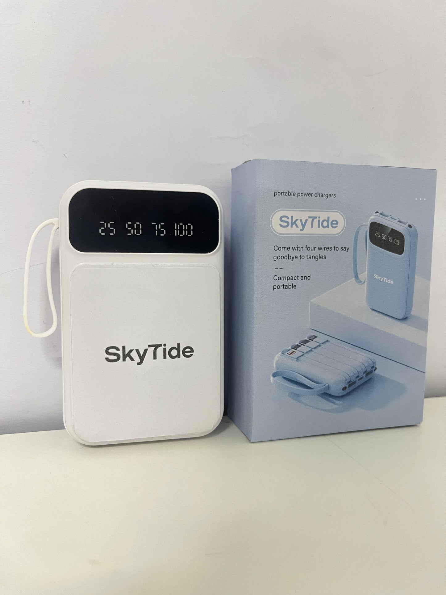SkyTide Built-in 4-Cable Digital Display Power Bank A Must-Have for Battery Life Without Cable Clutter