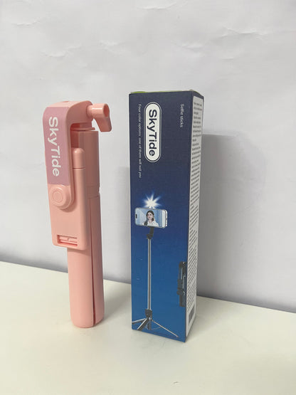 SkyTide 2-in-1 Selfie Stick Tripod Portable Pink Shooting Accessory