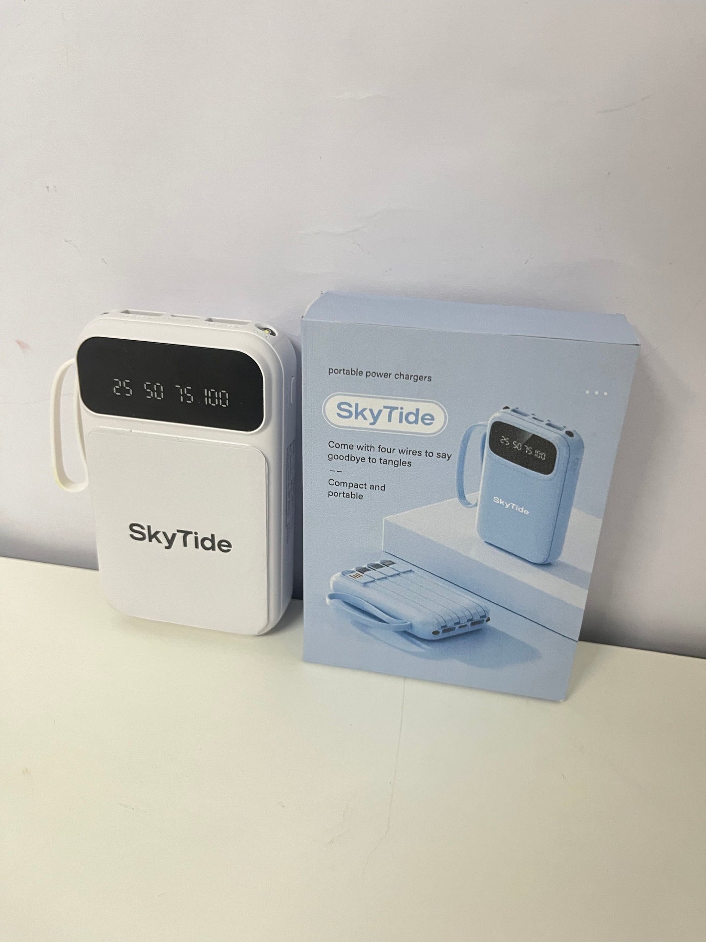 SkyTide Built-in 4-Cable Digital Display Power Bank A Must-Have for Battery Life Without Cable Clutter