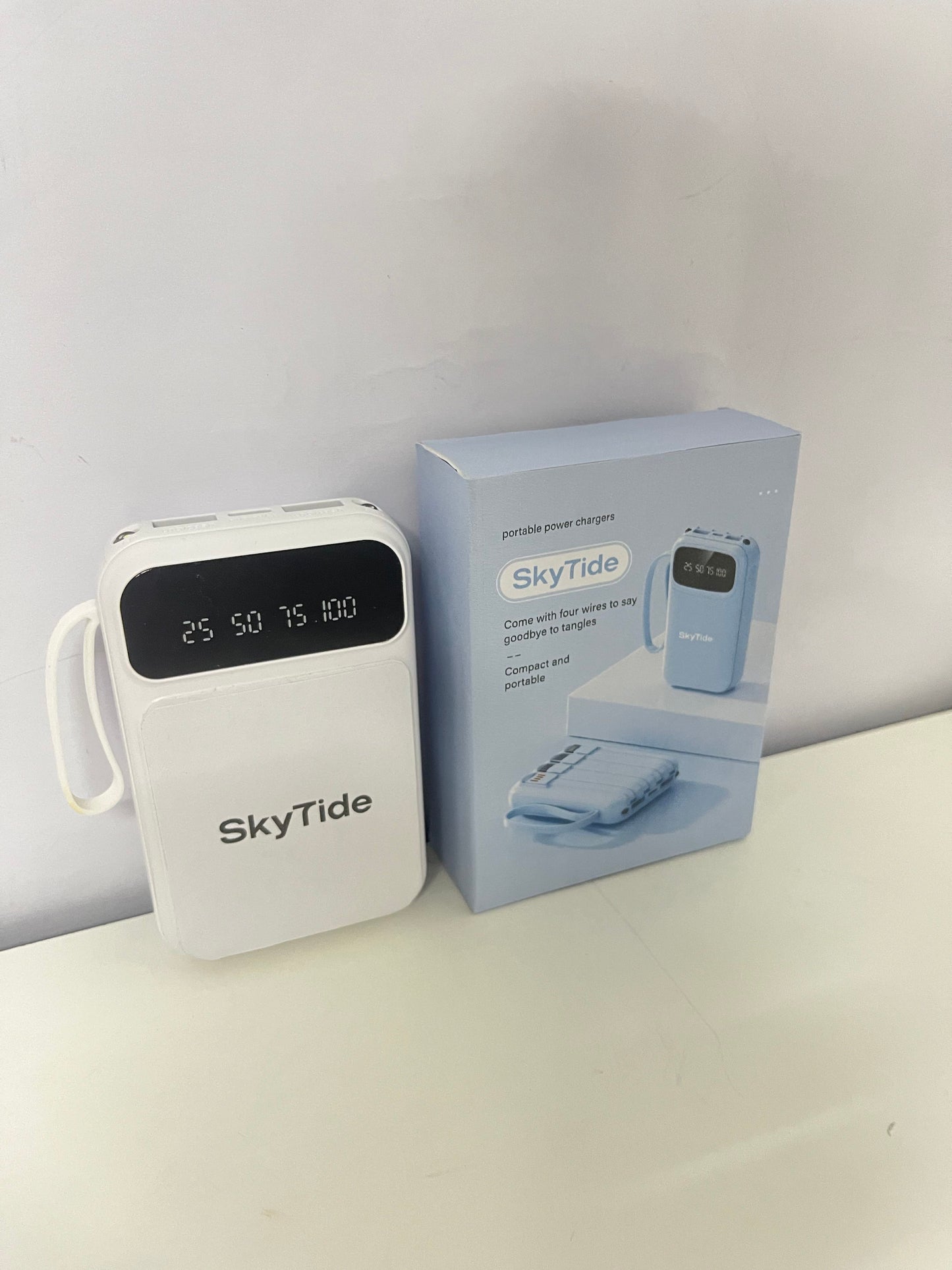 SkyTide Built-in 4-Cable Digital Display Power Bank A Must-Have for Battery Life Without Cable Clutter