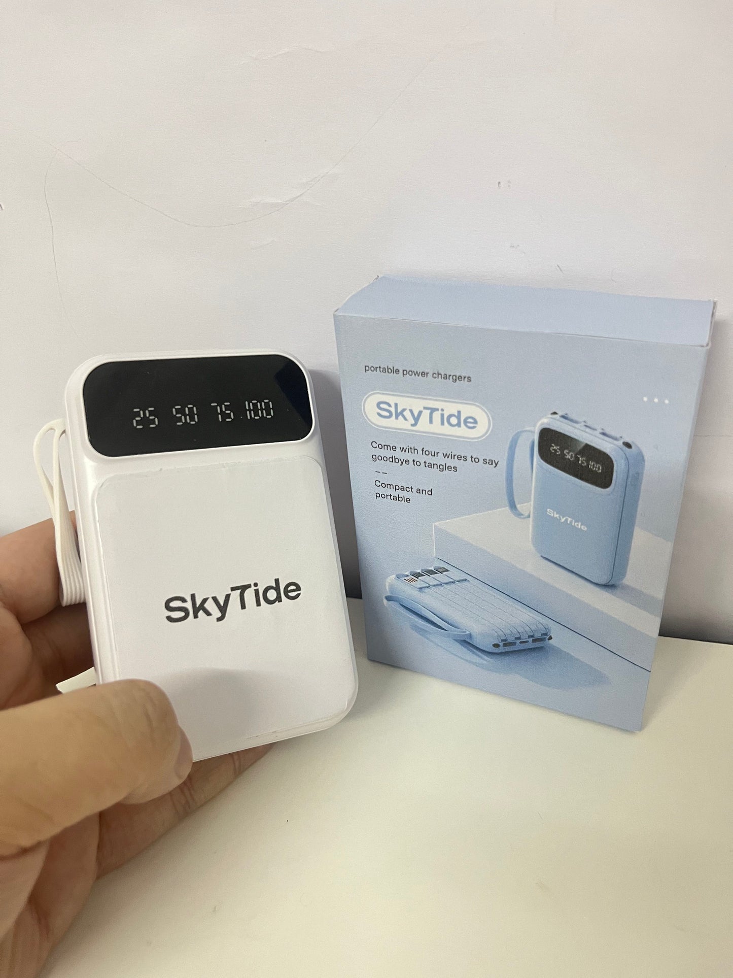 SkyTide Built-in 4-Cable Digital Display Power Bank A Must-Have for Battery Life Without Cable Clutter