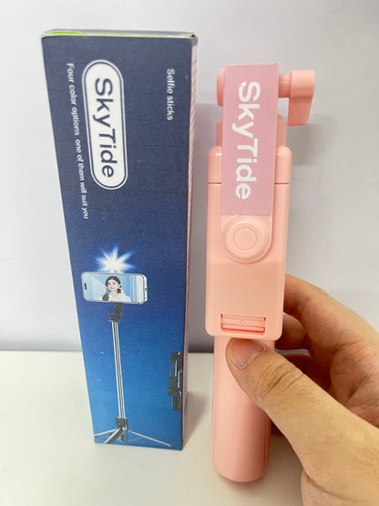 SkyTide 2-in-1 Selfie Stick Tripod Portable Pink Shooting Accessory