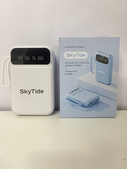 SkyTide Built-in 4-Cable Digital Display Power Bank A Must-Have for Battery Life Without Cable Clutter