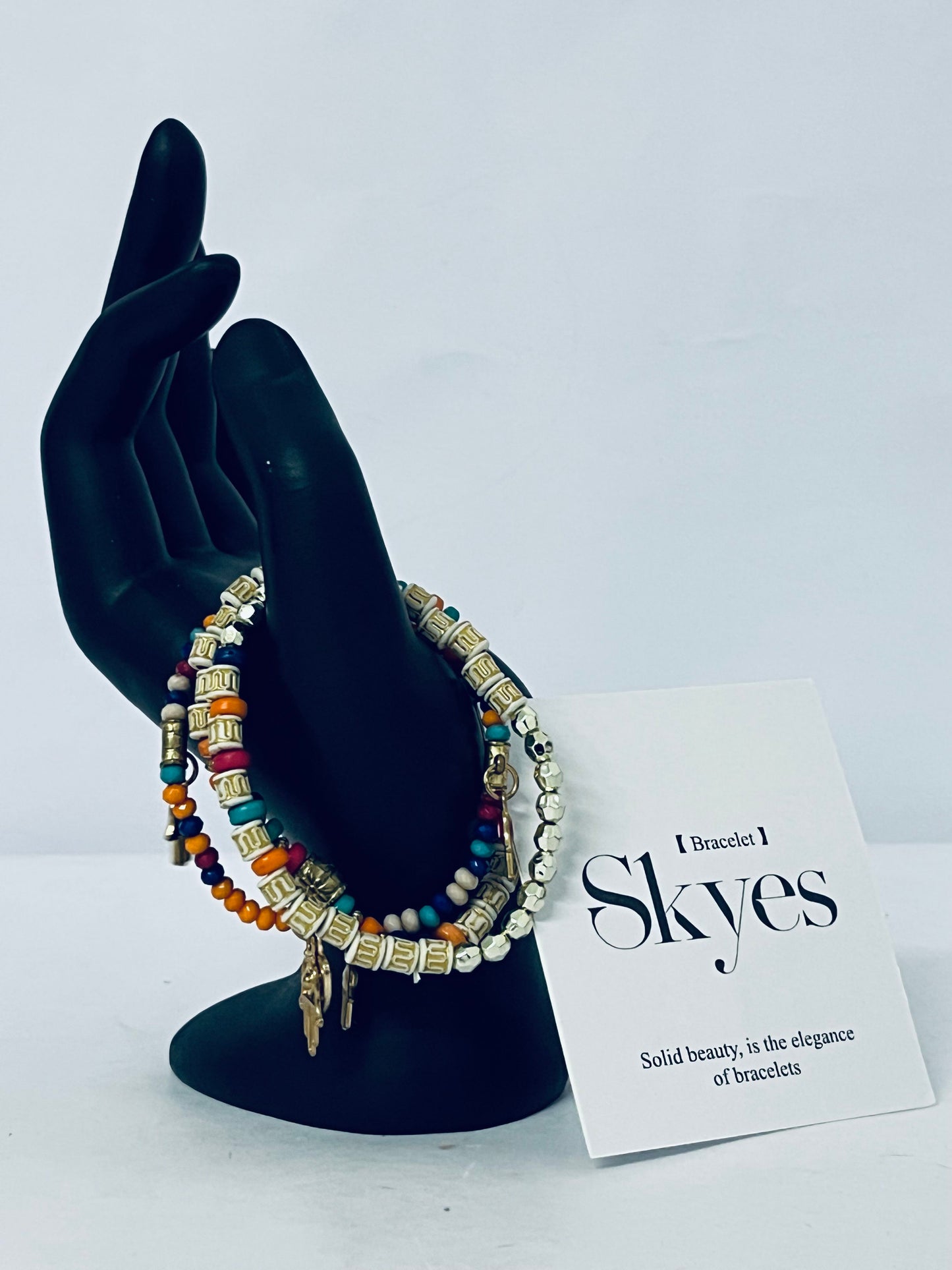 Skyes Colorful Multi-Adjustable, Stylish Boho Inspired Beaded Bracelets, Trendy Stackable Beads – Vibrant Stacked Stretch Bangle Style for Everyday, Festival, or Vacation Wear (Fits Most)