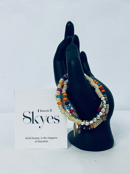 Skyes Colorful Multi-Adjustable, Stylish Boho Inspired Beaded Bracelets, Trendy Stackable Beads – Vibrant Stacked Stretch Bangle Style for Everyday, Festival, or Vacation Wear (Fits Most)