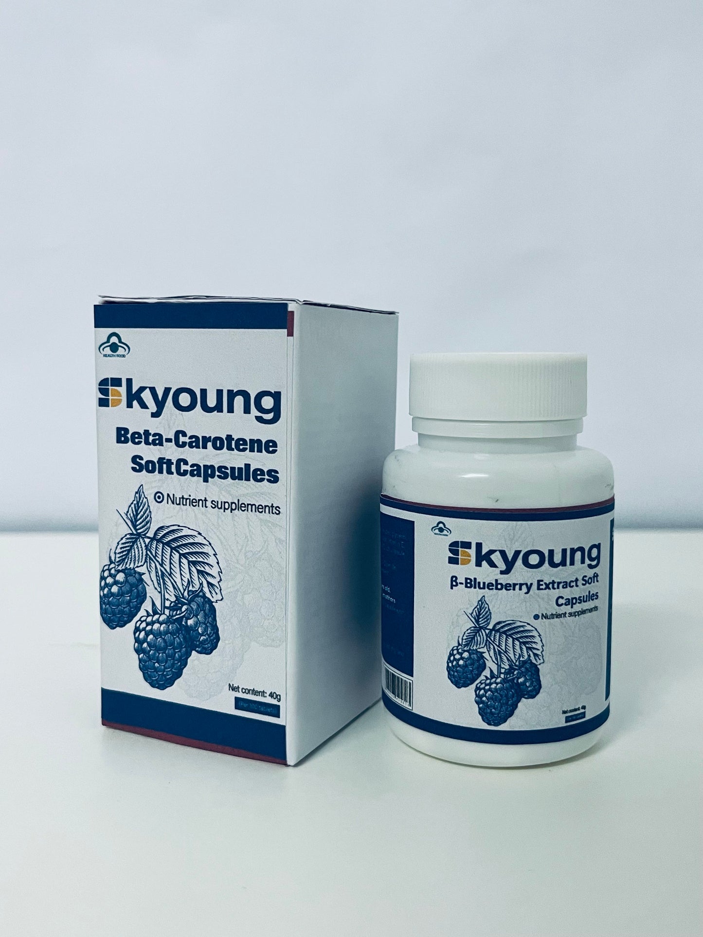 Skyoung Beta-Carotene Soft Capsules & β-Blueberry Extract Soft Capsules Nutrient Supplements Combination