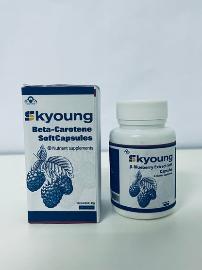 Skyoung Beta-Carotene Soft Capsules & β-Blueberry Extract Soft Capsules Nutrient Supplements Combination