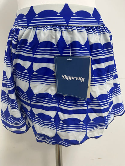 Skypretty Pants - Blue and White Geometric Print 100% Cotton for Casual Comfort