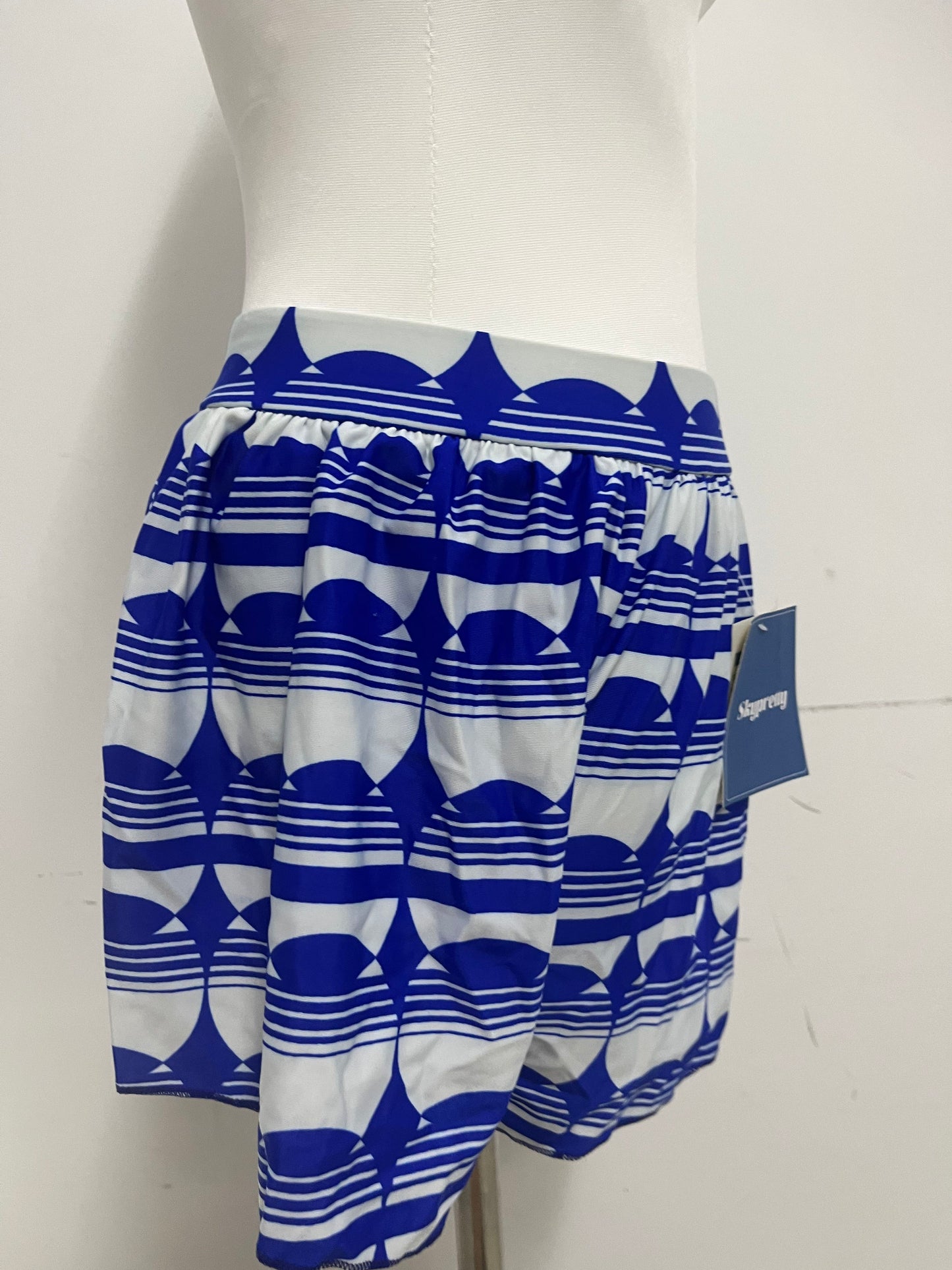 Skypretty Pants - Blue and White Geometric Print 100% Cotton for Casual Comfort