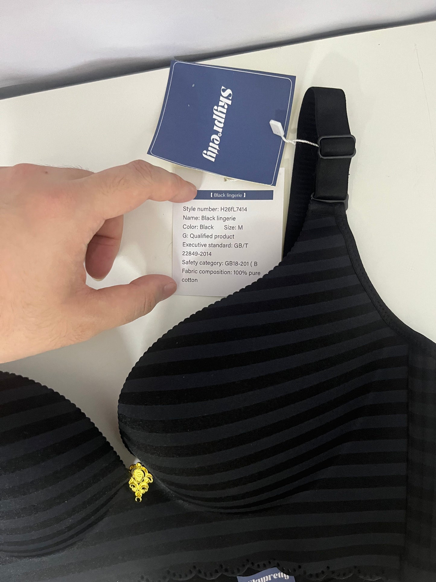 Skypretty Black Bra For Women Sexy Lightweight Push-up