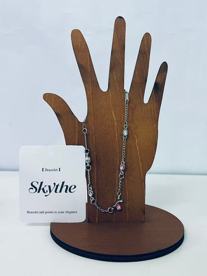 Skythe Pink Crystal Embellished Silver Bracelet - Add Elegance to Your Style