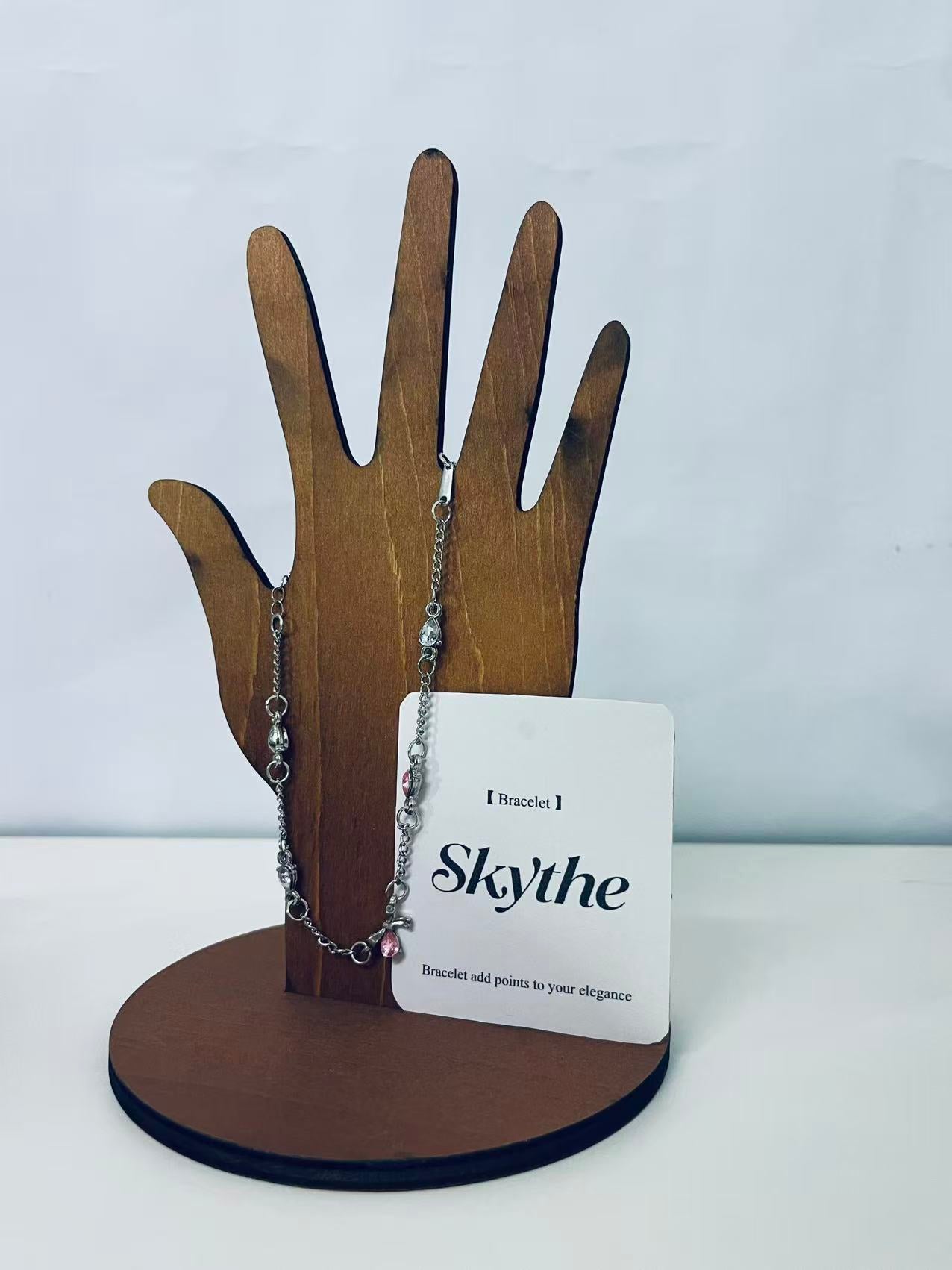 Skythe Pink Crystal Embellished Silver Bracelet - Add Elegance to Your Style