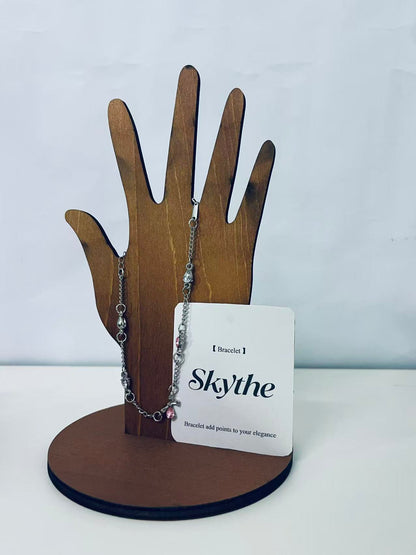 Skythe Pink Crystal Embellished Silver Bracelet - Add Elegance to Your Style