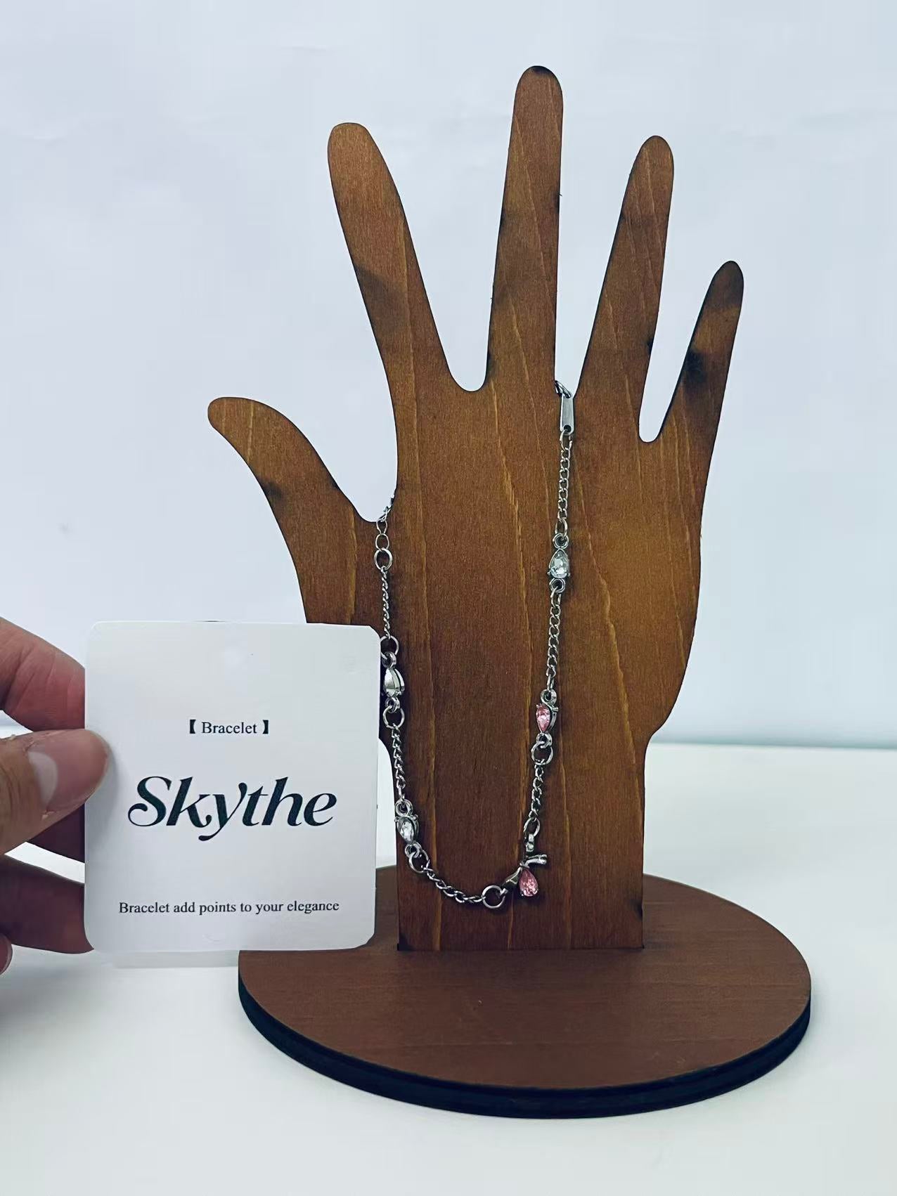 Skythe Pink Crystal Embellished Silver Bracelet - Add Elegance to Your Style