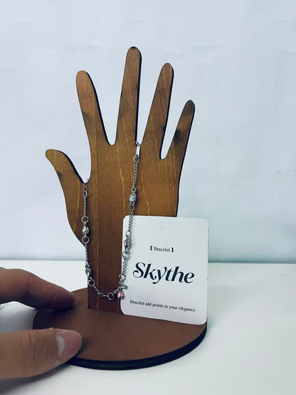 Skythe Pink Crystal Embellished Silver Bracelet - Add Elegance to Your Style