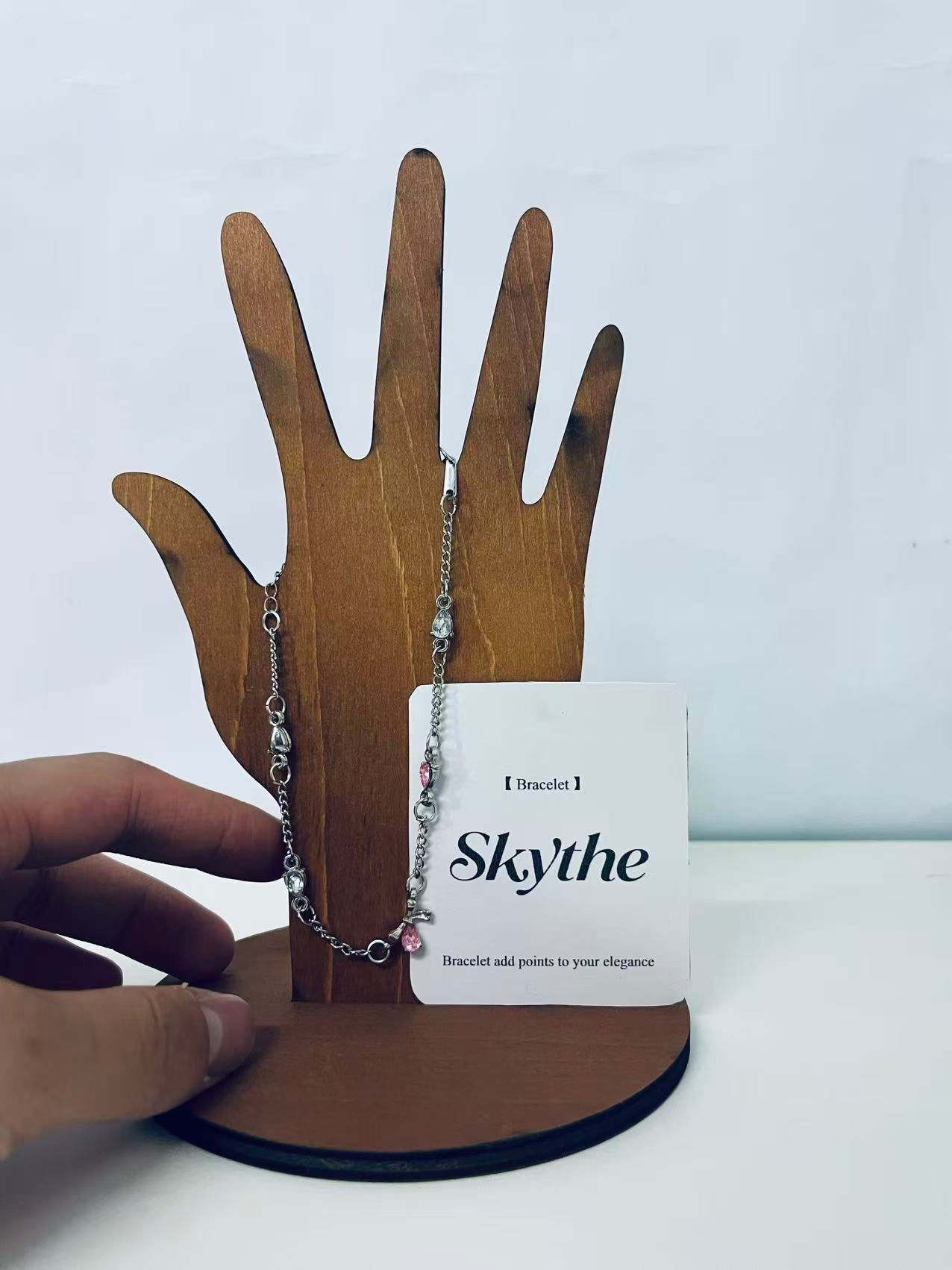 Skythe Pink Crystal Embellished Silver Bracelet - Add Elegance to Your Style
