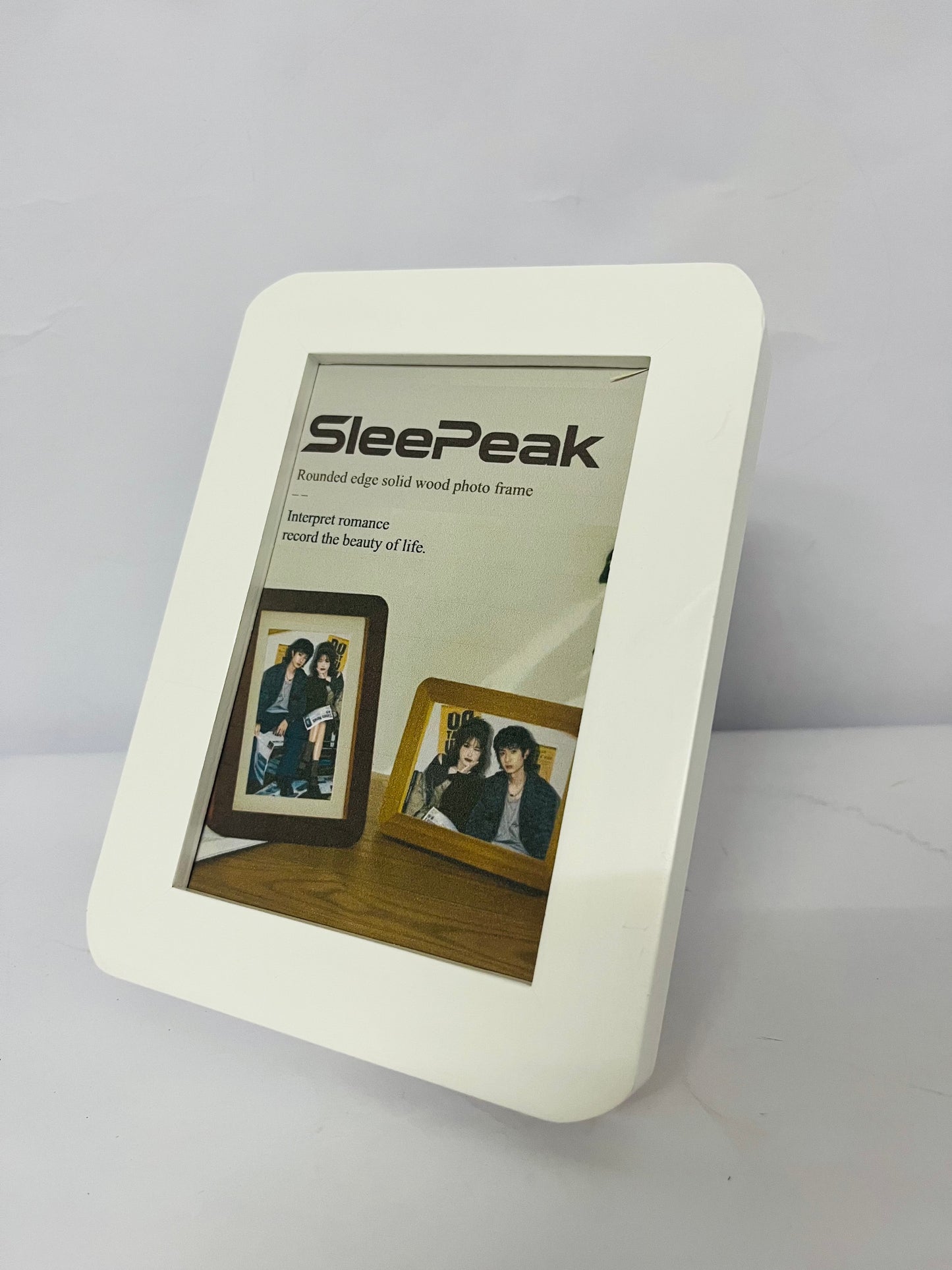 SleePeak Premium Round Corner Photo Frame with Mat - Shatterproof Glass,High Quality Display, Wall Mount & Tabletop Stand, Home Office Decor