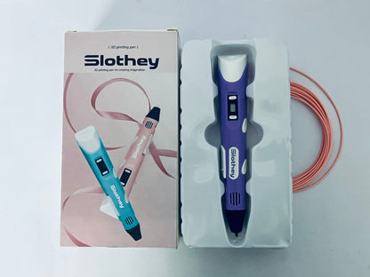 Slothey 3D Printing Pen with Display - Includes 3D Pen, 1 Starter Colors of PLA Filament, Stencil Book + Project Guide, and Charger