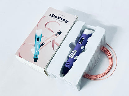 Slothey 3D Printing Pen with Display - Includes 3D Pen, 1 Starter Colors of PLA Filament, Stencil Book + Project Guide, and Charger