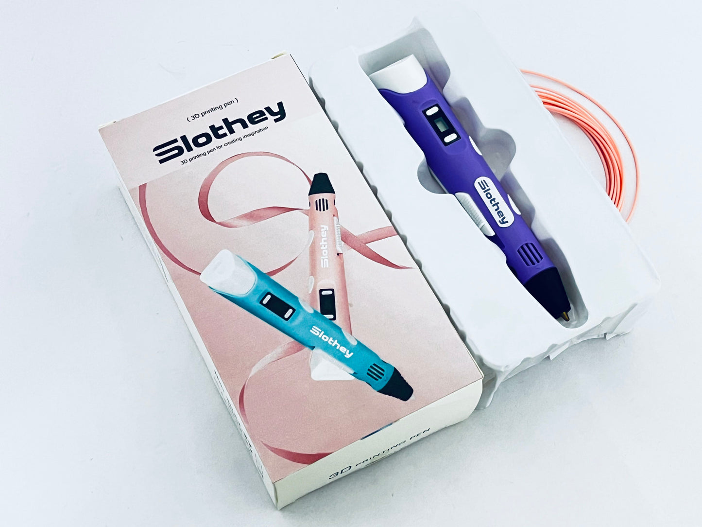 Slothey 3D Printing Pen with Display - Includes 3D Pen, 1 Starter Colors of PLA Filament, Stencil Book + Project Guide, and Charger