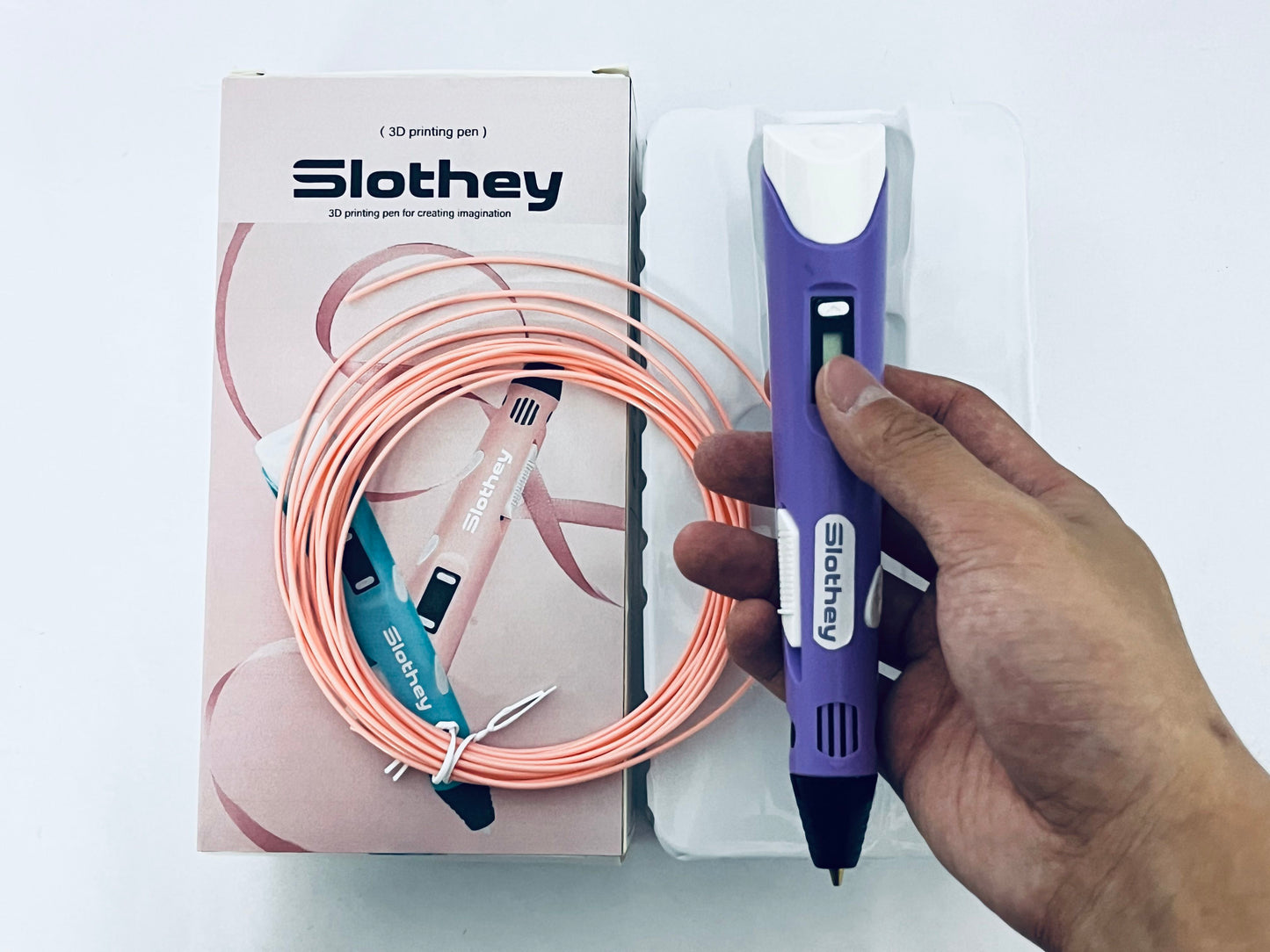 Slothey 3D Printing Pen with Display - Includes 3D Pen, 1 Starter Colors of PLA Filament, Stencil Book + Project Guide, and Charger