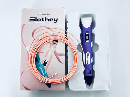 Slothey 3D Printing Pen with Display - Includes 3D Pen, 1 Starter Colors of PLA Filament, Stencil Book + Project Guide, and Charger