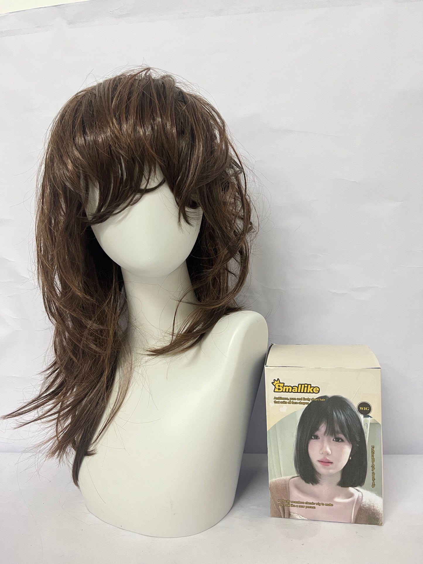 Smallike Wigs Brown Layered Curly Wig - Switch Styles with One Click and Start Your Versatile Styling New Era