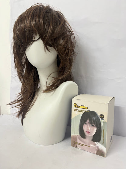 Smallike Wigs Brown Layered Curly Wig - Switch Styles with One Click and Start Your Versatile Styling New Era