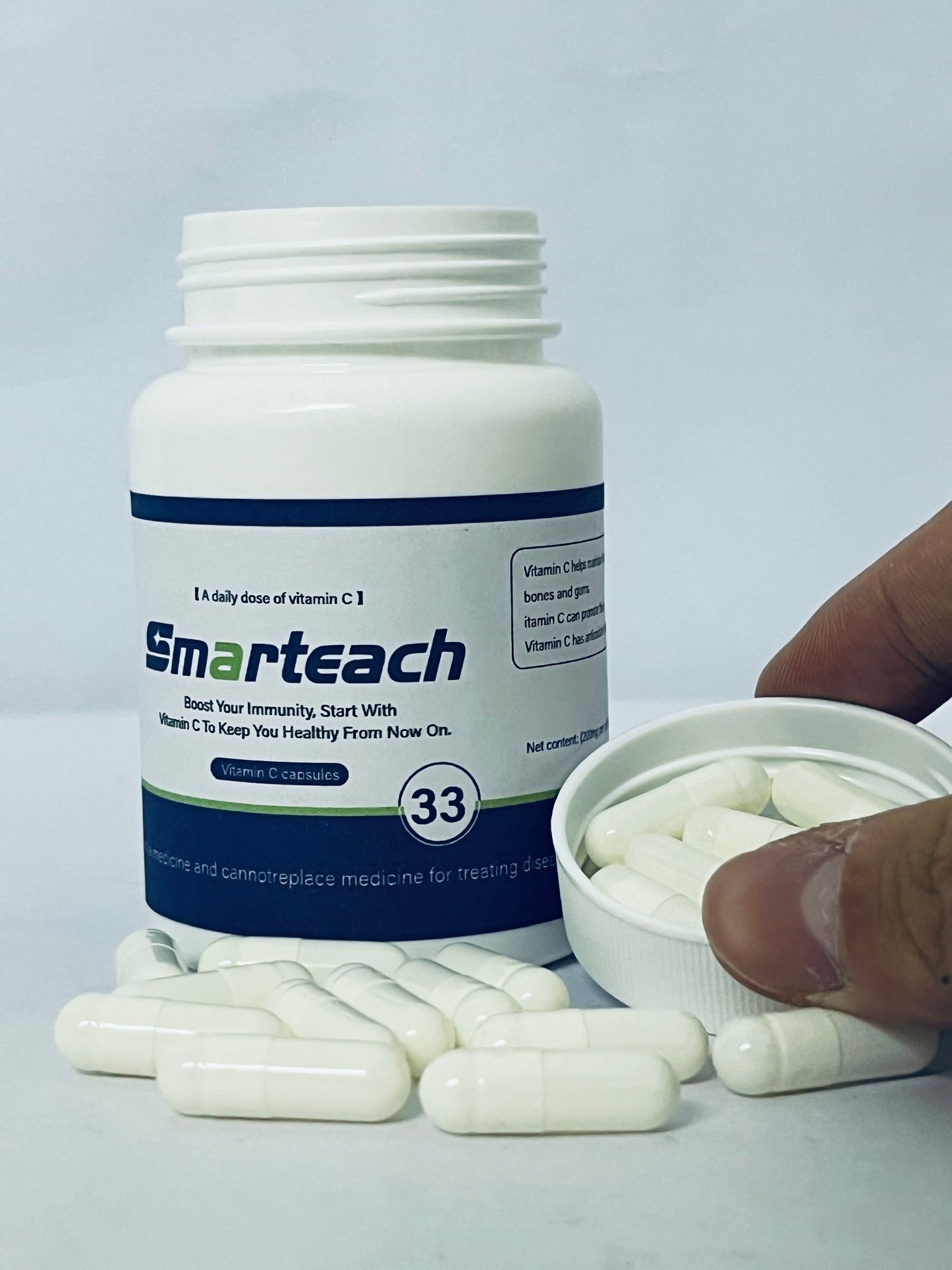 Smarteach Vitamin C Capsules - Extra Strength Vegan Vitamin C for Daily Antioxidant & Immune Support - Non-GMO