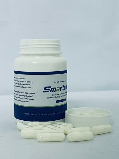 Smarteach Vitamin C Capsules - Extra Strength Vegan Vitamin C for Daily Antioxidant & Immune Support - Non-GMO