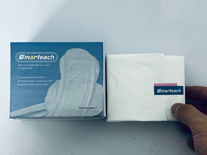 Smarteach Regular Cotton Menstrual Pads, 10 Pack Ultra Thin Pads with Wings, Hypoallergenic Sanitary Napkins with Organic Cotton Topsheet, Compostable Wrappers, Toxin Free, Fragrance Free