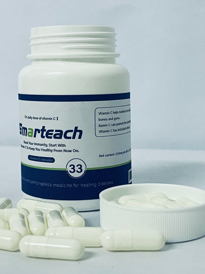 Smarteach Vitamin C Capsules - Extra Strength Vegan Vitamin C for Daily Antioxidant & Immune Support - Non-GMO