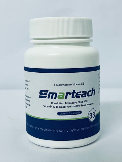 Smarteach Vitamin C Capsules - Extra Strength Vegan Vitamin C for Daily Antioxidant & Immune Support - Non-GMO