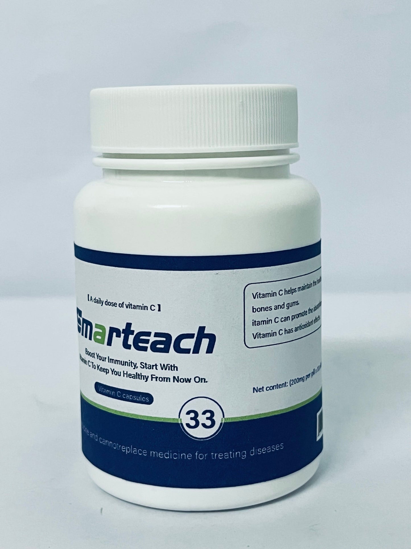 Smarteach Vitamin C Capsules - Extra Strength Vegan Vitamin C for Daily Antioxidant & Immune Support - Non-GMO