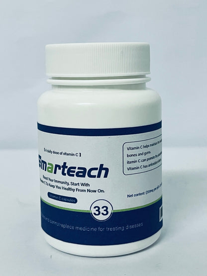 Smarteach Vitamin C Capsules - Extra Strength Vegan Vitamin C for Daily Antioxidant & Immune Support - Non-GMO