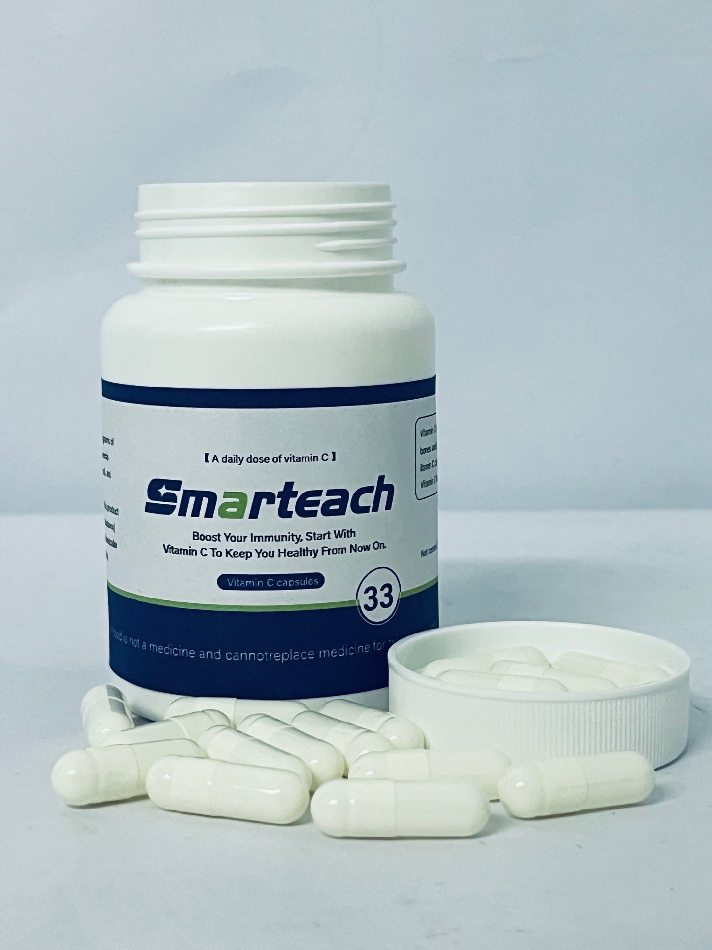 Smarteach Vitamin C Capsules - Extra Strength Vegan Vitamin C for Daily Antioxidant & Immune Support - Non-GMO