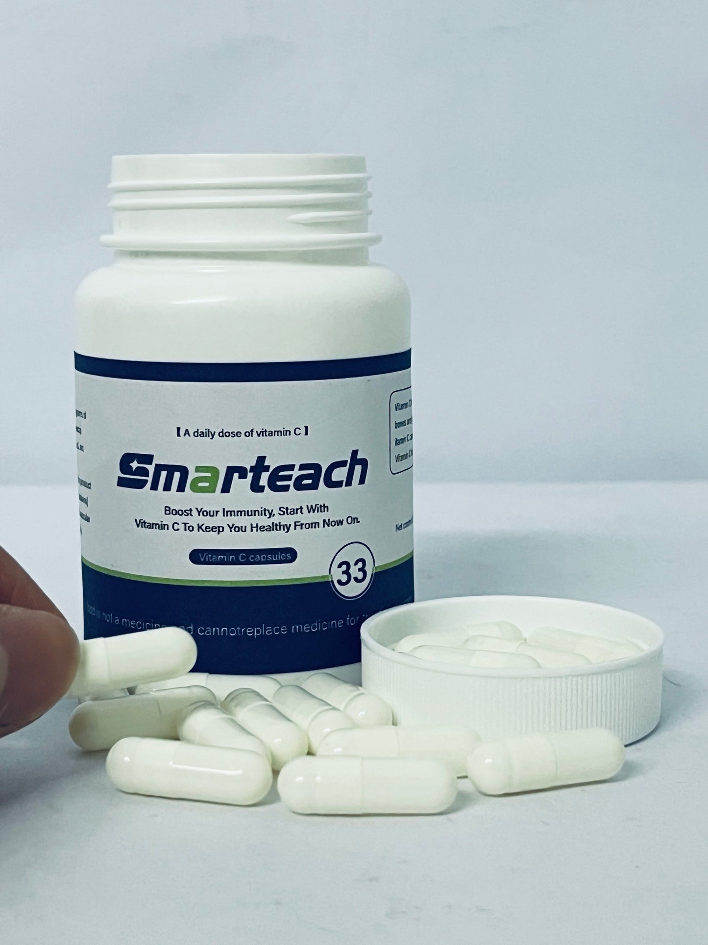 Smarteach Vitamin C Capsules - Extra Strength Vegan Vitamin C for Daily Antioxidant & Immune Support - Non-GMO