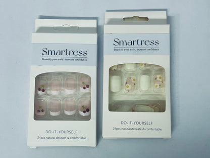 Smartress Fake Nails, Medium Length Press on Nails,Full Cover False Nails Kits for Women Girls