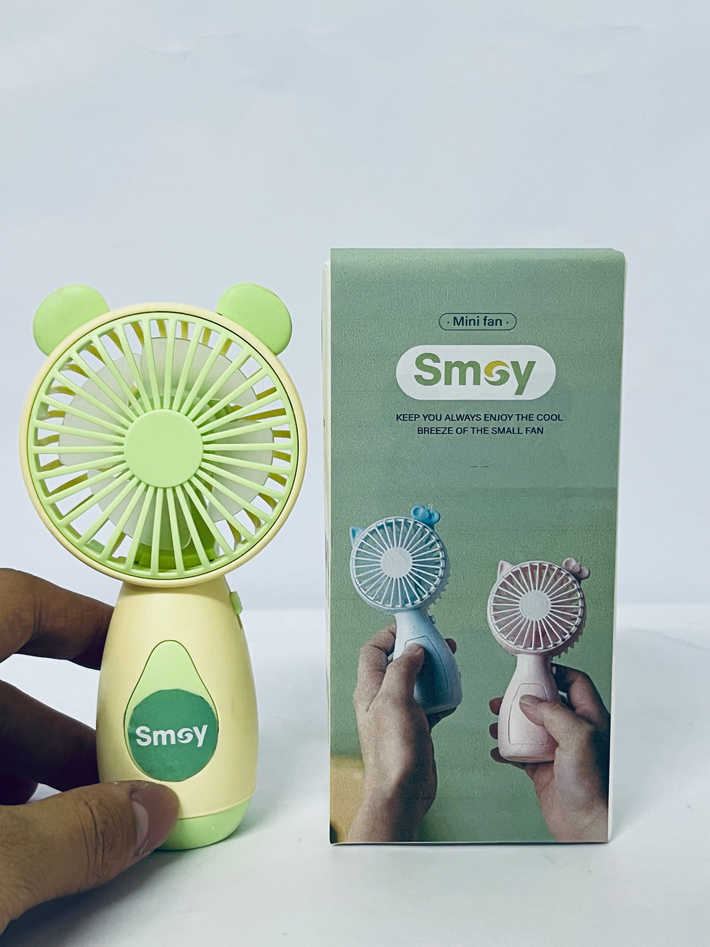 Smoy Portable Mini Fan One Button Control Cartoon Style USB Charging Portable Fan for Home, Office, Travel