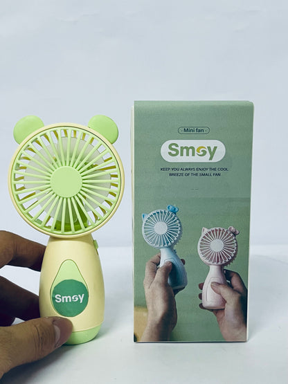 Smoy Portable Mini Fan One Button Control Cartoon Style USB Charging Portable Fan for Home, Office, Travel