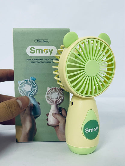 Smoy Portable Mini Fan One Button Control Cartoon Style USB Charging Portable Fan for Home, Office, Travel