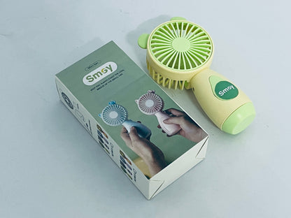 Smoy Portable Mini Fan One Button Control Cartoon Style USB Charging Portable Fan for Home, Office, Travel
