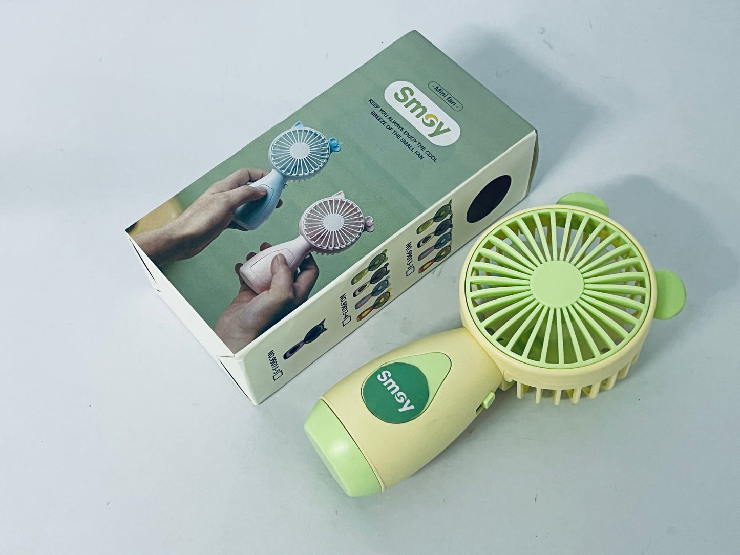 Smoy Portable Mini Fan One Button Control Cartoon Style USB Charging Portable Fan for Home, Office, Travel