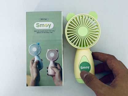 Smoy Portable Mini Fan One Button Control Cartoon Style USB Charging Portable Fan for Home, Office, Travel