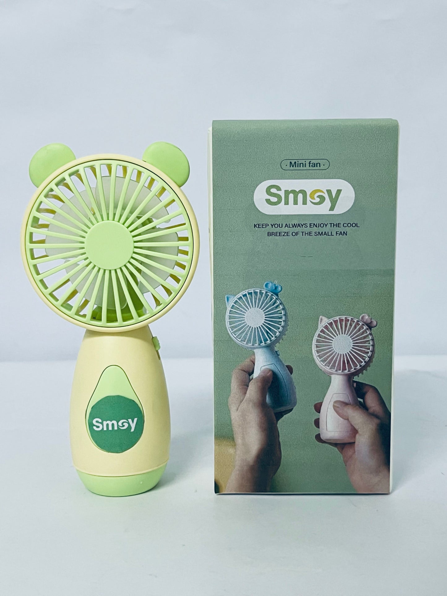 Smoy Portable Mini Fan One Button Control Cartoon Style USB Charging Portable Fan for Home, Office, Travel