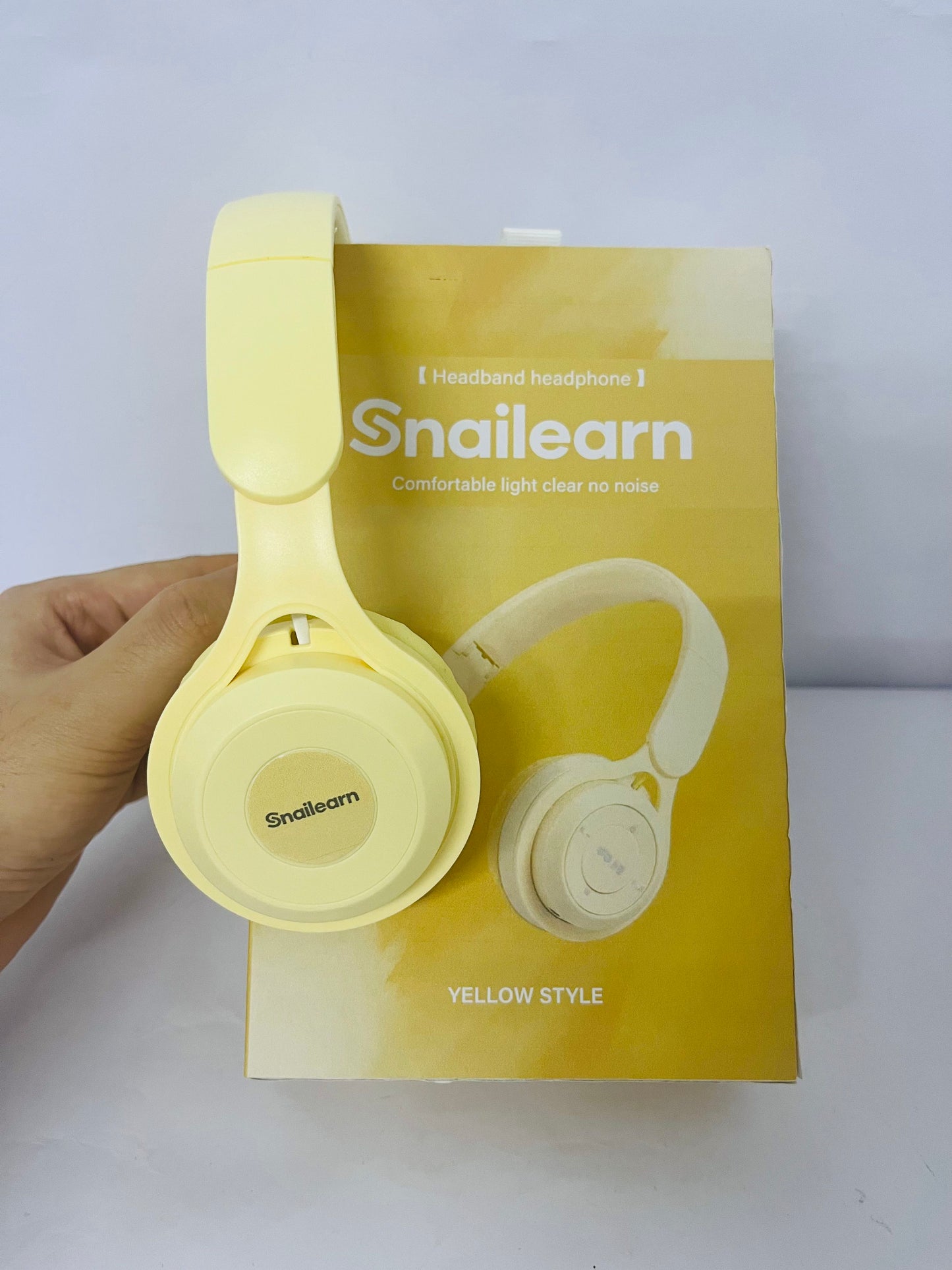 Snailearn Upgraded Hybrid Noise Cancelling Headphones with Transparent Modes Wireless Bluetooth with Mic Deep Bass Soft-Earpads Hi-Fi Audio Comfortable Fit Long Playtime for Home Office Travel Over Ear Yellow